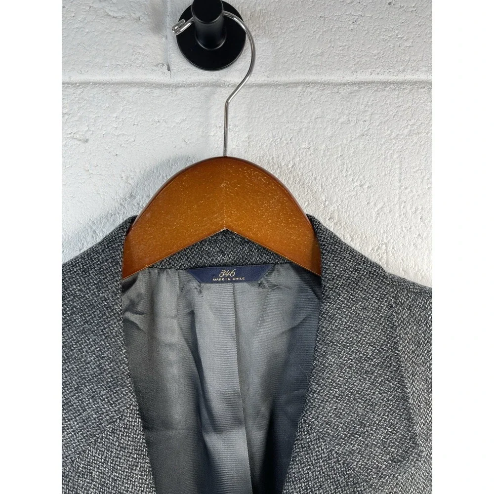 Vintage Brooks Brothers Men'sWool Blazer Black Gray Herringbone Tweed Jacket 46R
